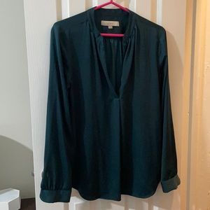 Loft deep green polyester long sleeve top